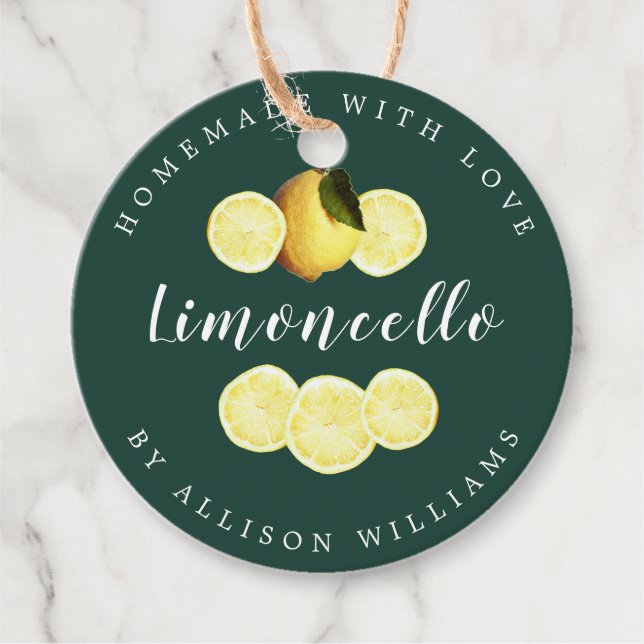 Étiquettes Cadeau Bouteille verte foncée Limoncello sur mesure (Devant)