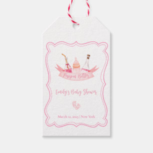 Étiquettes-cadeau Bouteilles de Champagne rose Pieds Baby shower cad
