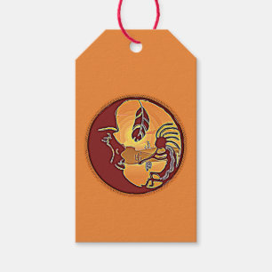 Étiquettes-cadeau Bouton paysage - Plume de lune Kokopelli 1