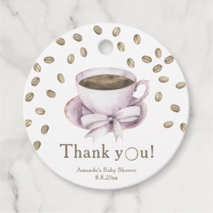 Étiquettes Cadeau Bow & Café brassage Baby shower Merci