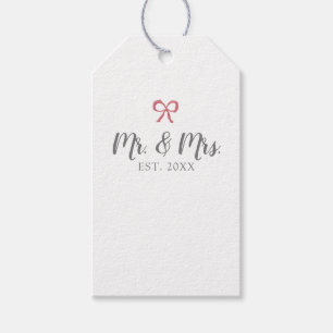 Étiquettes-cadeau Bow M. et Mme Script Mariage établi