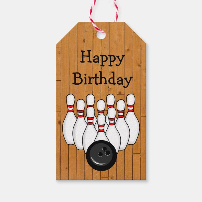 Étiquettes-cadeau Bowling à thème Anniversaire à et de (Devant)
