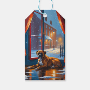 Étiquettes-cadeau Boxeur avec lumières de Noël de vacances