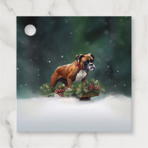 Étiquettes Cadeau Boxeur Noël neige hiver