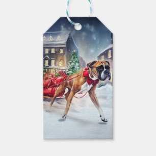 Étiquettes-cadeau Boxeur Saison des Fêtes de Noël