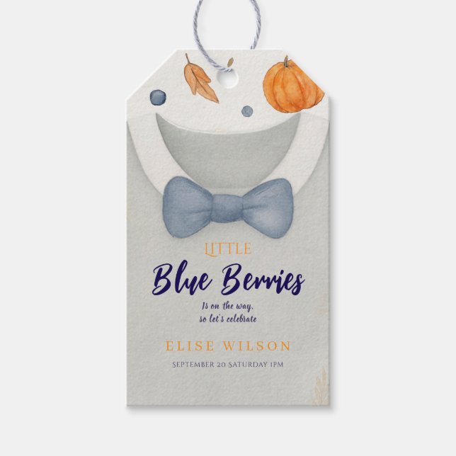 Étiquettes-cadeau Boy baby shower autum chute burlap bodysuit invita (Devant)