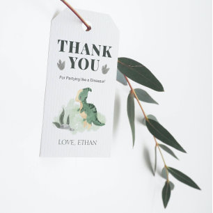 Étiquettes-cadeau Boy Dinosaur Jungle Joyeux Merci d'anniversaire