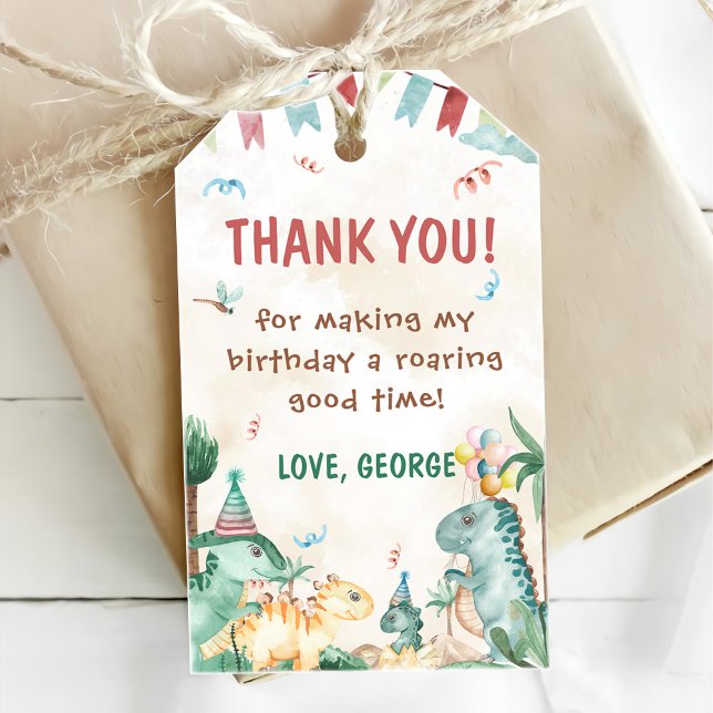 Étiquettes-cadeau Boy Dinosaures Premier Anniversaire (Créateur téléchargé)