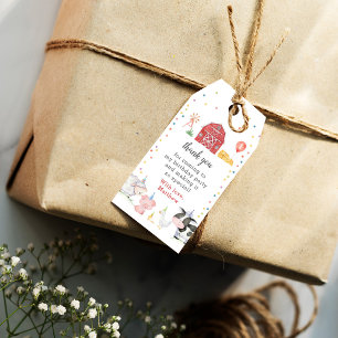 Étiquettes-cadeau Boy Farm Animals Red Barnyard Birthday Tags cadeau