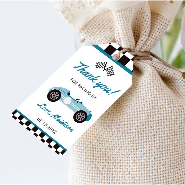 Étiquettes-cadeau Boy Race Car fête d'anniversaire (Créateur téléchargé)