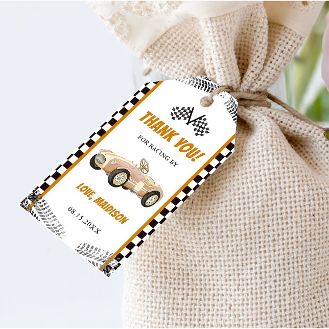 Étiquettes-cadeau Boy Race Car fête d'anniversaire (Créateur téléchargé)