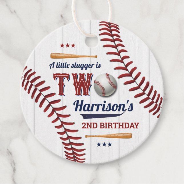 Étiquettes Cadeau Boys Baseball 2e anniversaire (Devant)