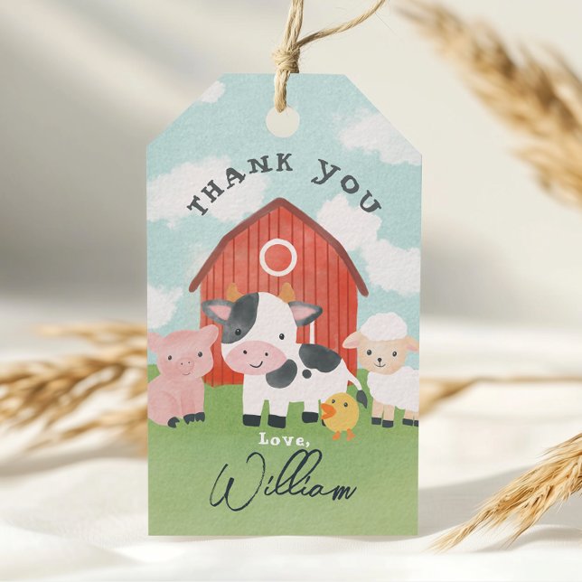 Étiquettes-cadeau Boys Farm Animal Barnyard Anniversaire Favoriser (Créateur téléchargé)