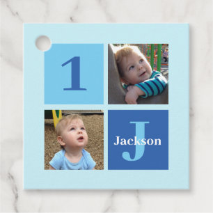 Étiquettes Cadeau Boys Photo Collage Custom Blue Anniversaire de enf