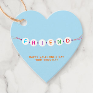 Étiquettes Cadeau Bracelet d'amitié bleu Saint Valentin coeur