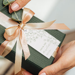 Étiquettes-cadeau Branche avec fleurs vert sauge mariage monochrome