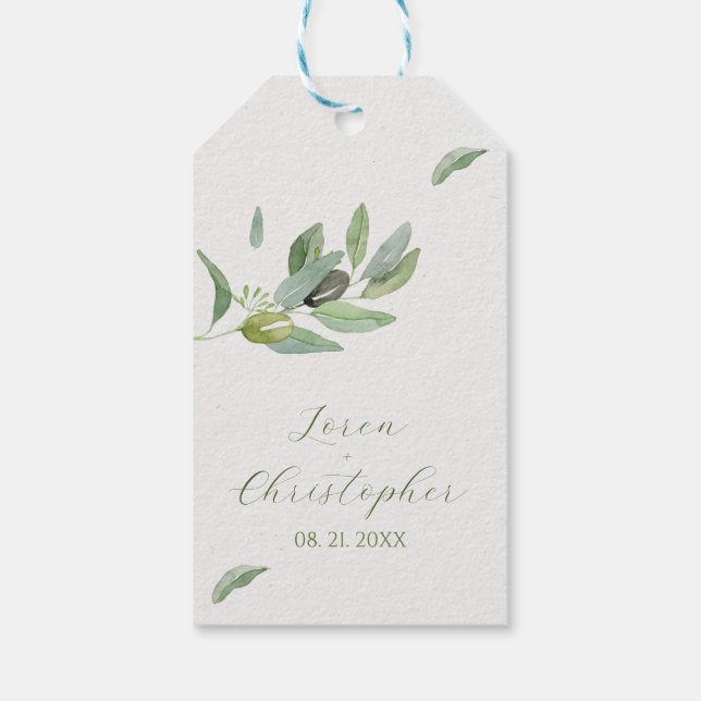 Étiquettes-cadeau Branche de feuilles d'olive de Toscane - Merci (Dos)