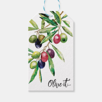 Étiquettes-cadeau Branche d'olive aquarelle