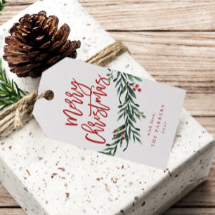 Étiquettes-cadeau Branche joyeux noël avec des baies