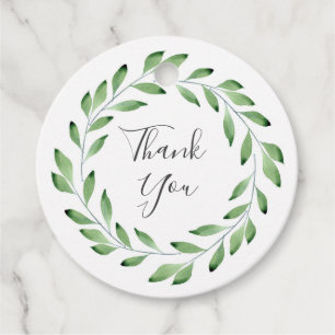 Étiquettes Cadeau Branches de feuilles d'aquarelle verte