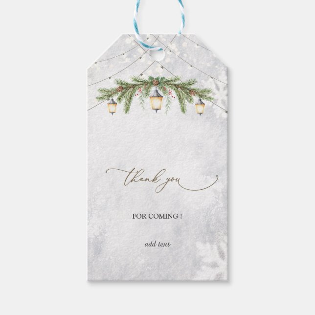Étiquettes-cadeau Branches d'hiver Lantern Snowflakes Mariage (Devant)