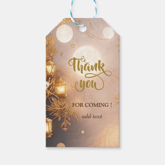 Étiquettes-cadeau Branches élégantes Lanterne rustique Merci (Devant)