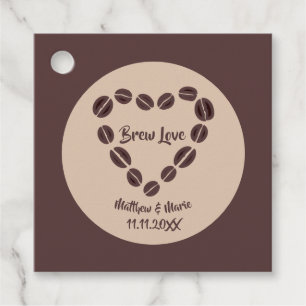 Étiquettes Cadeau Brew Love Coffee Bean Heart