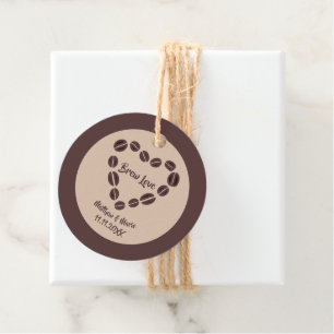 Étiquettes Cadeau Brew Love Coffee Bean Heart