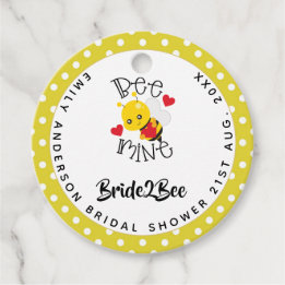 Étiquettes Cadeau Bride 2 Bee Mine Polkad Jaune Pots Fête des mariée