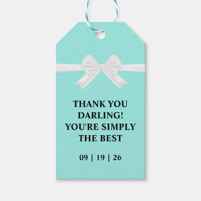 Étiquettes-cadeau Bride & Co. Bridal Shower Turquoise Thank You (Devant)