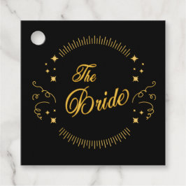 Étiquettes Cadeau Bride Gold Black Mariage élégant classique