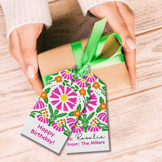Étiquettes-cadeau Bright Blooms Birthday Cheer! (Créateur téléchargé)