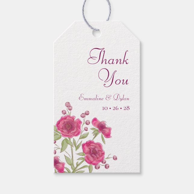 Étiquettes-cadeau Bright Pink Rose Wedding (Devant)