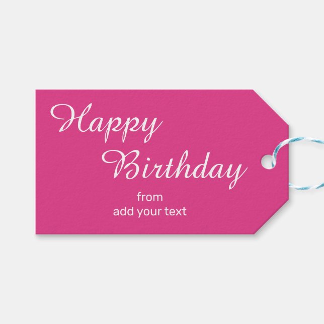 Étiquettes-cadeau Bright rose Anniversaire Balises cadeaux (Devant (Horizontal))