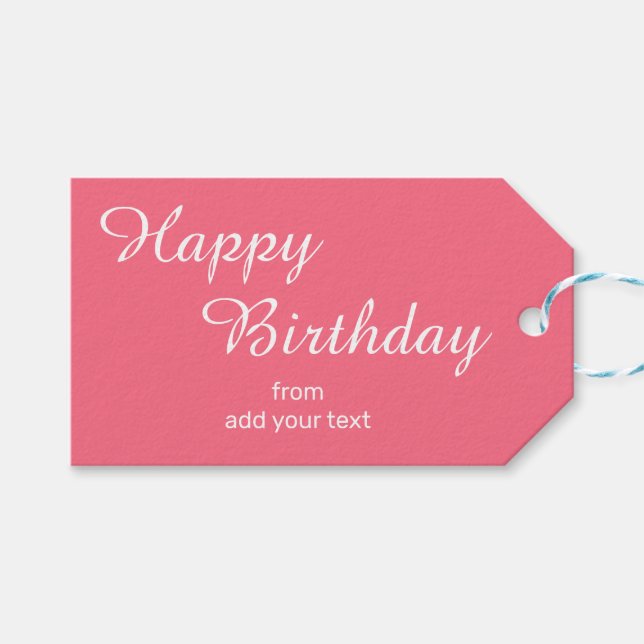 Étiquettes-cadeau Bright Watermelon rose Anniversaire Balises cadeau (Devant (Horizontal))
