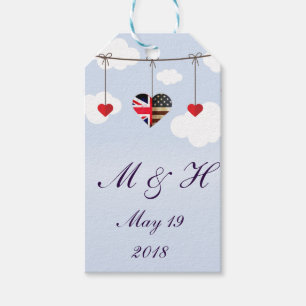 Étiquettes-cadeau British American Love Hearts mariage royal