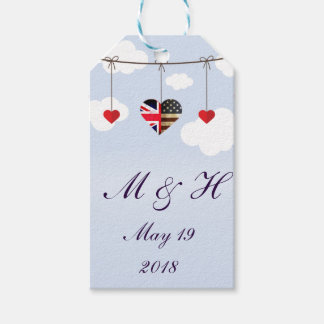 Étiquettes-cadeau British American Love Hearts mariage royal