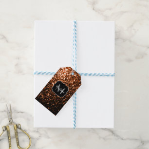 Étiquettes-cadeau Bronze brun cuivre faux scintille scintillement Mo