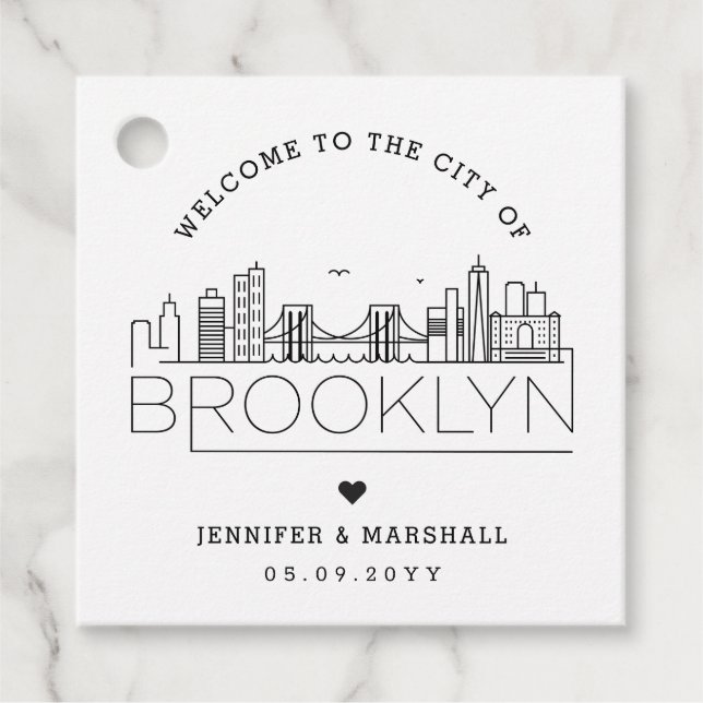 Étiquettes Cadeau Brooklyn Skyline | Accueil Mariage (Devant)
