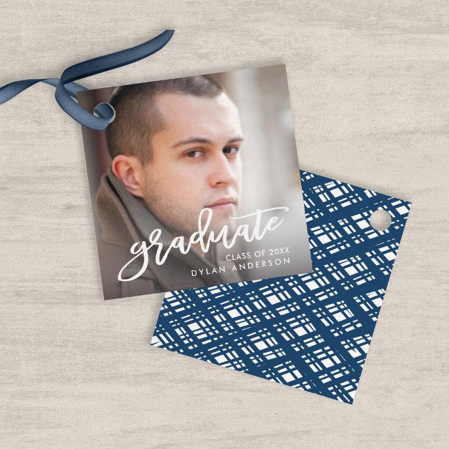 Étiquettes Cadeau Brosse tendance Script photo Graduate Graduate Gra (Créateur téléchargé)