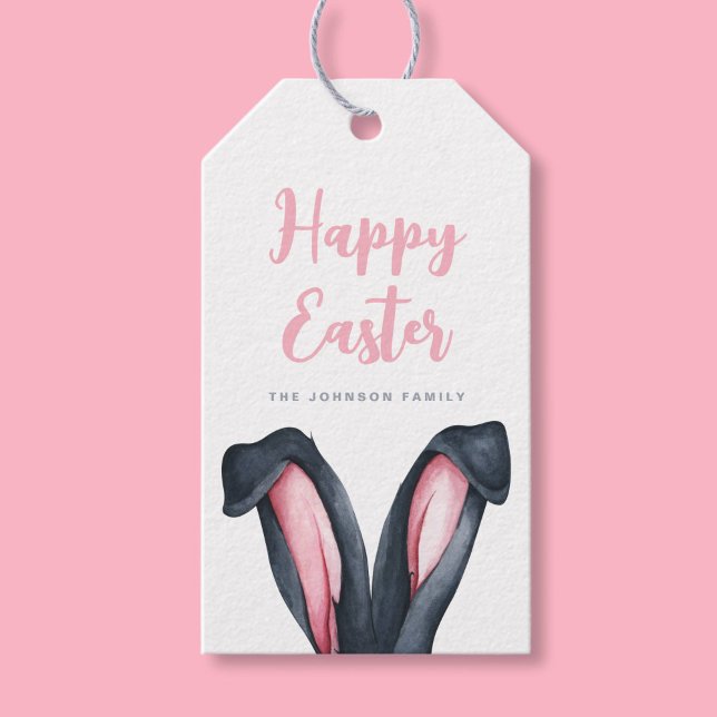 Étiquettes-cadeau Broustillante Oreilles Joyeuses Pâques (Cute Bunny Ears Happy Easter Gift Tags)