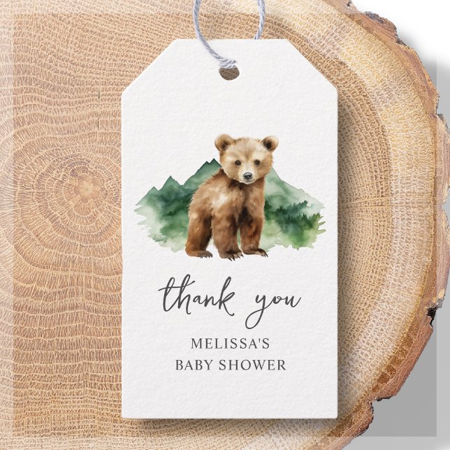 Étiquettes-cadeau Brown Bear Cub Baby shower Merci Favoriser (Créateur téléchargé)