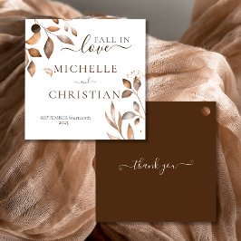 Étiquettes Cadeau Brown Fall In Love Autumn Foliage Mariage