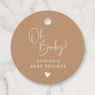 Étiquettes Cadeau Brown Oh Baby Baby shower moderne Boho