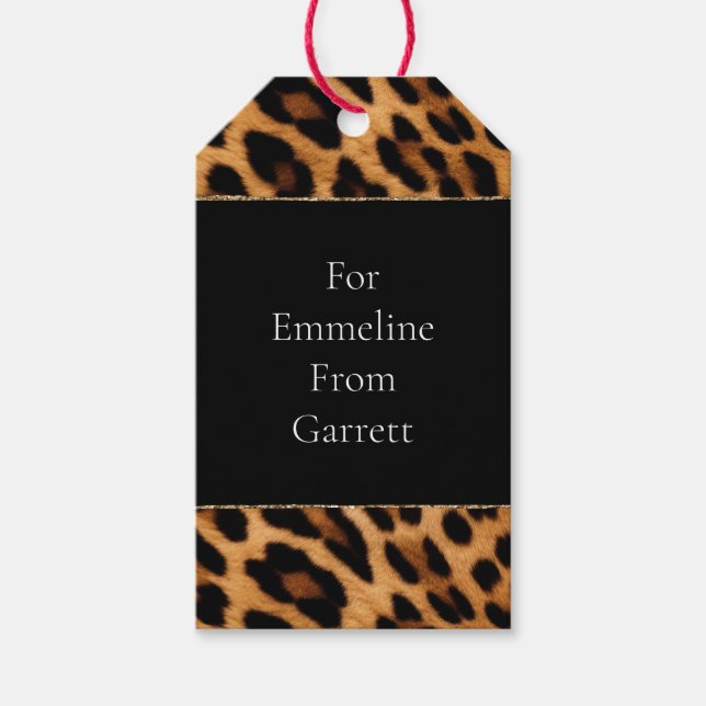 Étiquettes-cadeau Brown Poster de animal Leopard (Devant)