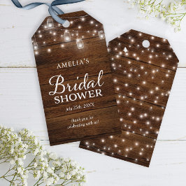 Étiquettes-cadeau Brown Rustique Bois Mason Jarres Lumières Fête des