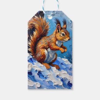 Étiquettes-cadeau Brown Squirrel in the Snow