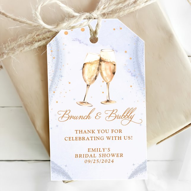 Étiquettes-cadeau Brunch au champagne et Fête des mariées à bulles (Créateur téléchargé)