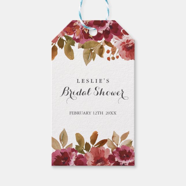 Étiquettes-cadeau Brunch & Bubbly Automnal Rustique pour une Mariée (Devant)