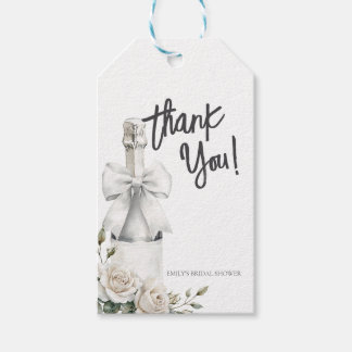 Étiquettes-cadeau Brunch Élégant Fleurs Blanches et Bulles